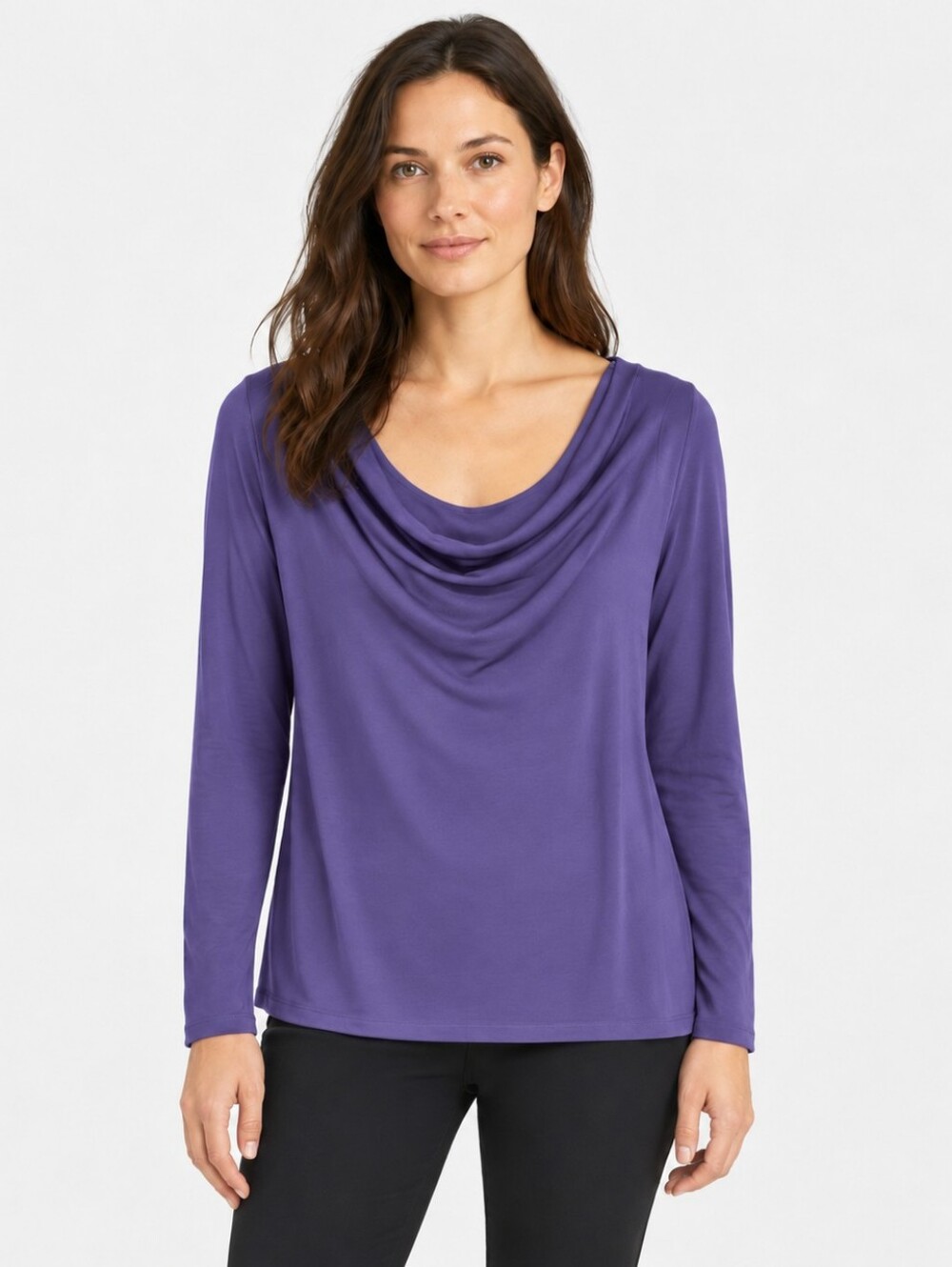 Eileen Fisher silk cowl neck long sleeve top soze XS